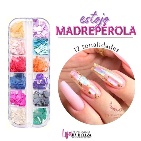 Kit Madre Perola Para Unha Encapsulada Decoração Confraria da Beleza 40391 Kit Madre Perola Para Unha Encapsulada Decoracao