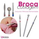 Kit Brocas Diamantadas para Cutilagem Russa Lixamento e acabamento Modelo Esferica Chama e Ponta Lápis